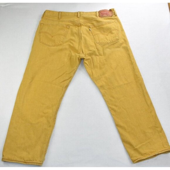 Levi's 501 Men's Jeans Size 42 X 27 Button Fly Denim Mustard Yellow  -Flaws- - Picture 14 of 16